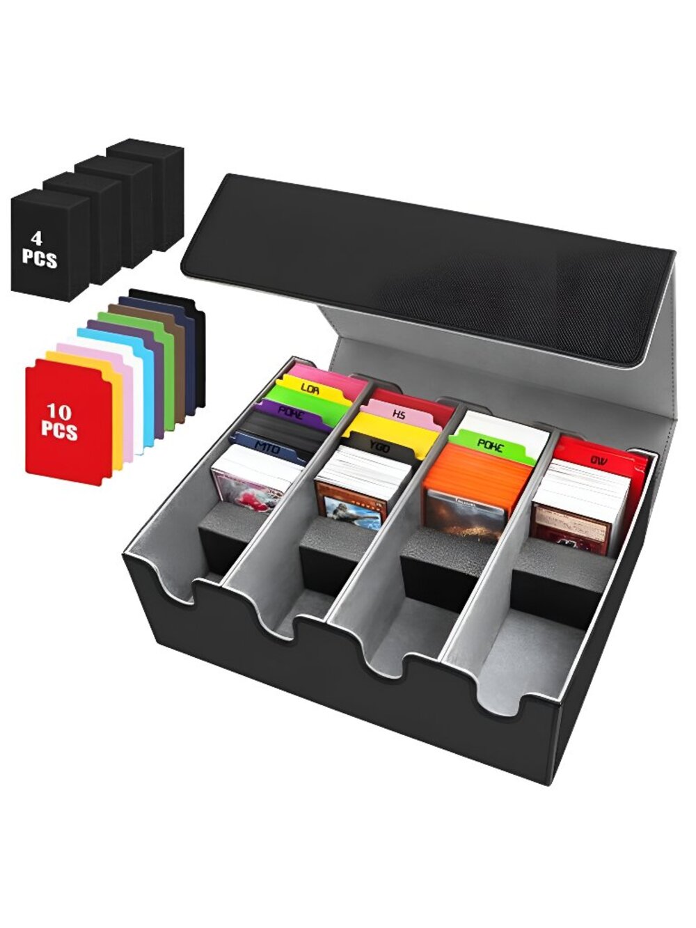 Card Storage Box for Trading Cards, 2800+ Card Deck Case with PU Leather